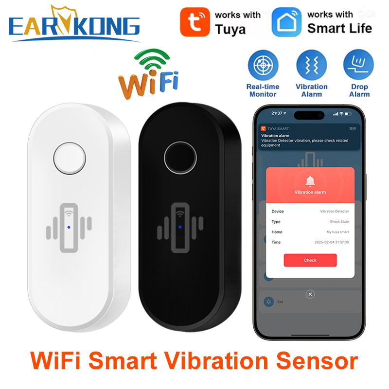 Door Window Sensor - Tuya WiFi Vibration Detector Glass Broken