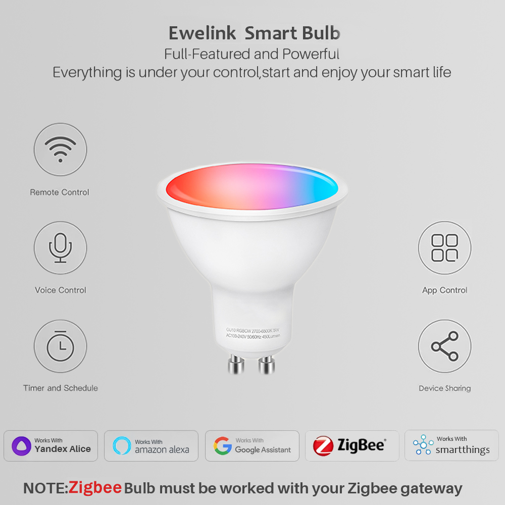 Ewelink GU10 Zigbee LED Bulbs  - đánh giá và giá Smart Home Yandex